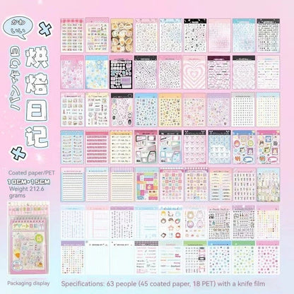 45pcs Japanese Retro Early Style Manga Cut Film Sticker Book Kawaii Girl Scrapbook Journal DIY Deco Cute Showa Phone Case Decals SS69 30.69 Baking 63sheets