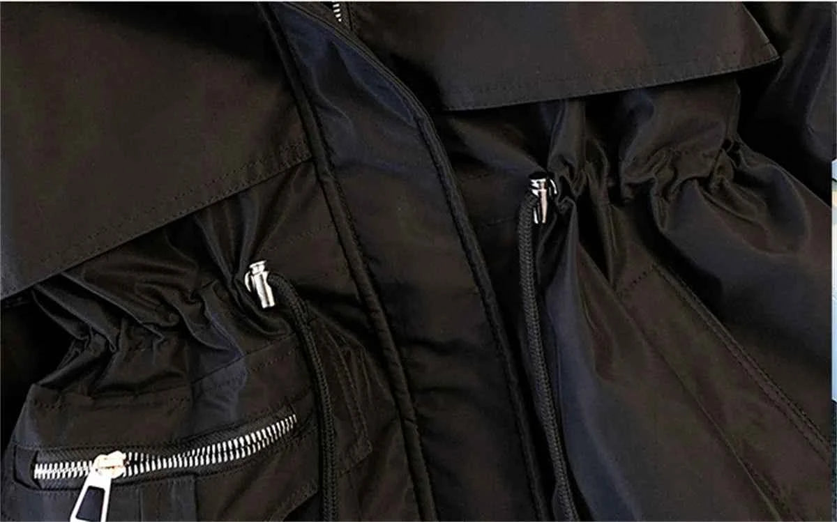 Women Autumn Winter Fashion Coats Korean Hooded Drawstring Padded Jackets Solid Female Casual Street Outfit Coat Zip Up Parkas