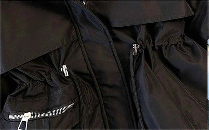 Women Autumn Winter Fashion Coats Korean Hooded Drawstring Padded Jackets Solid Female Casual Street Outfit Coat Zip Up Parkas