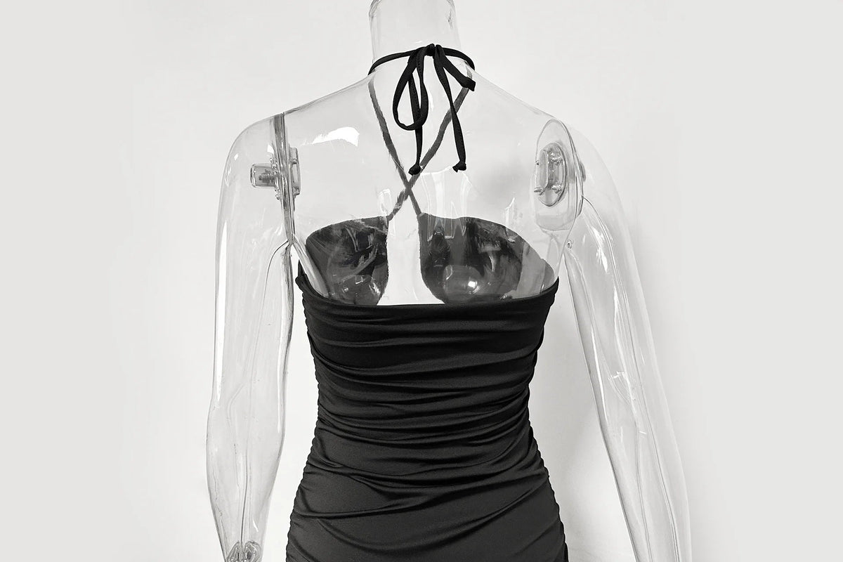 Summer Sexy Neck Lace-up Dress New Fishbone Hollow Pleated Suspender Mini Women Party Dresses Plus Size 9XL 8XL 7XL 6XL XXXXXL SS69