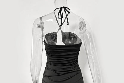 Summer Sexy Neck Lace-up Dress New Fishbone Hollow Pleated Suspender Mini Women Party Dresses Plus Size 9XL 8XL 7XL 6XL XXXXXL SS69