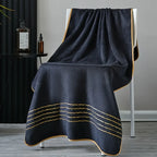2/3/6/8 Pcs Bath Towel Set White & Gray with Gold Accents, Soft Absorbent Premium Towels for Home, Hotel & Bathroom