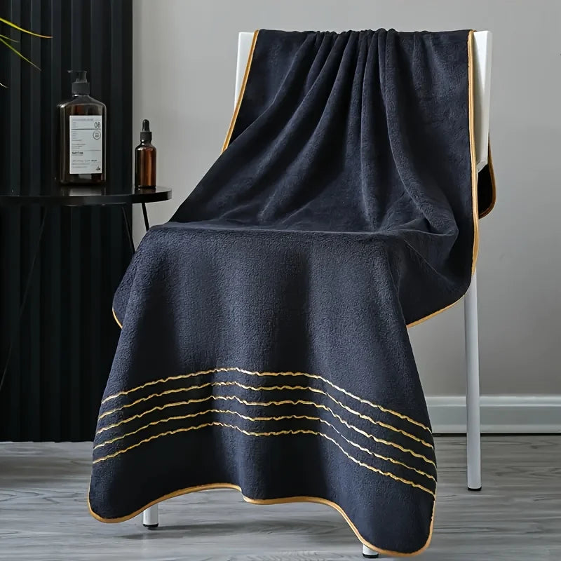 2/3/6/8 Pcs Bath Towel Set White & Gray with Gold Accents, Soft Absorbent Premium Towels for Home, Hotel & Bathroom
