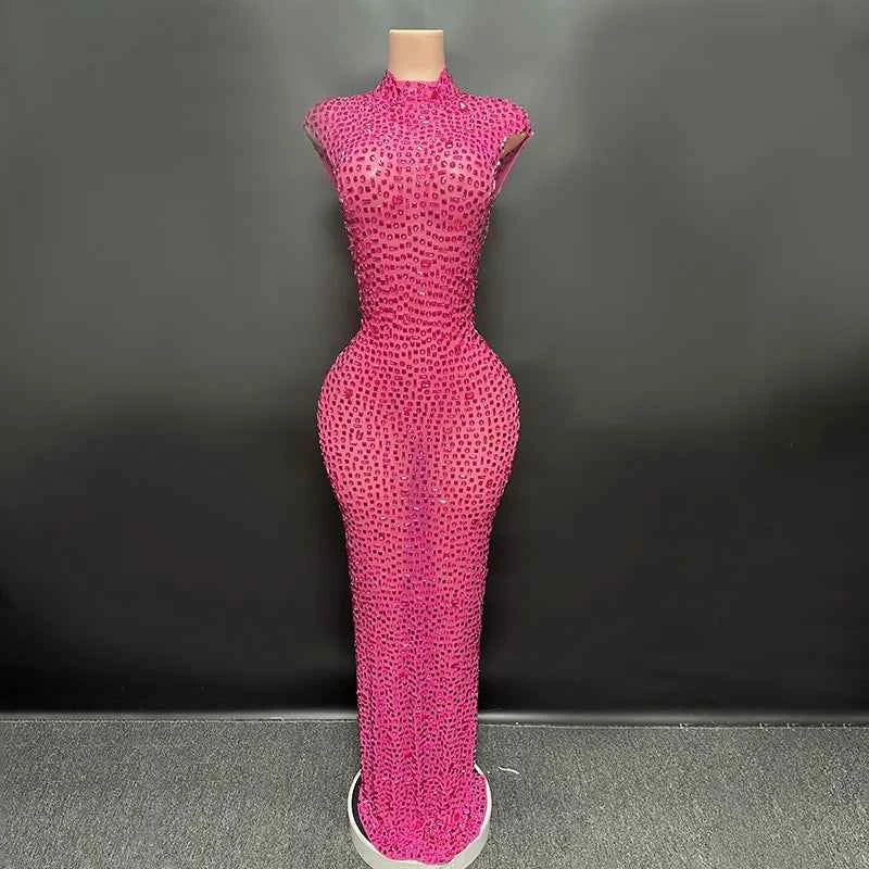 Elegant Luxury Crystal Party Dress Birthday Celebration Dress Bride Diamond Long Prom Dress Mother Formal Grand Party Dress