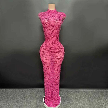 Elegant Luxury Crystal Party Dress Birthday Celebration Dress Bride Diamond Long Prom Dress Mother Formal Grand Party Dress