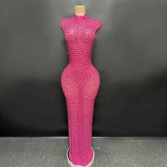 Elegant Luxury Crystal Party Dress Birthday Celebration Dress Bride Diamond Long Prom Dress Mother Formal Grand Party Dress