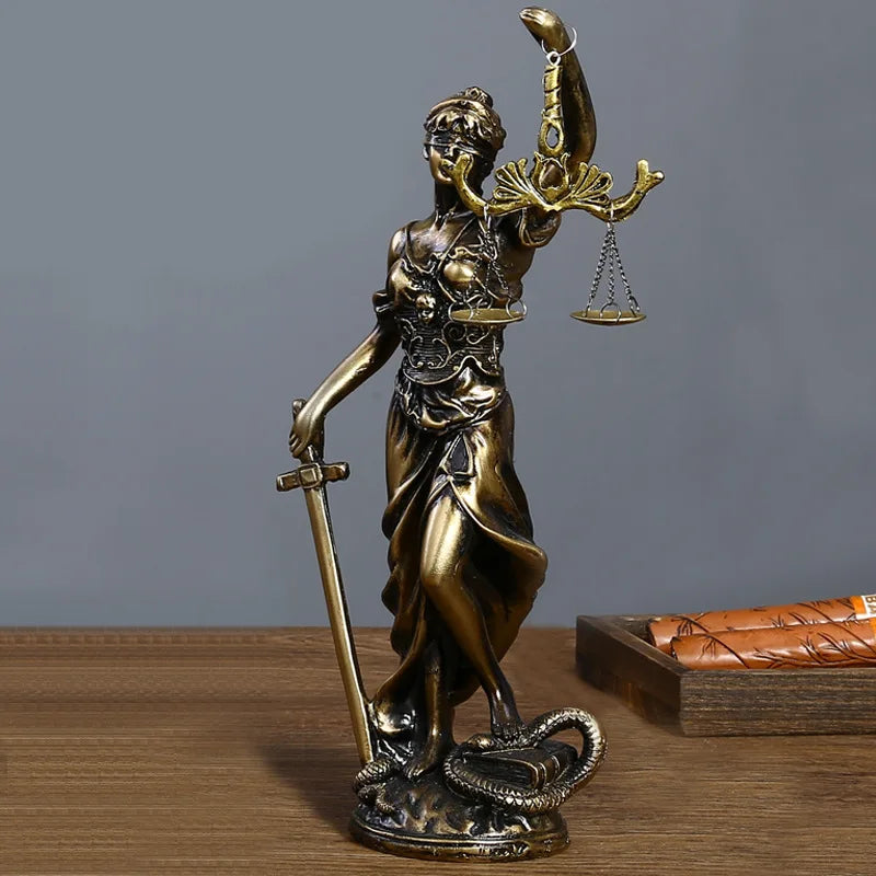 Themis Goddess of Justice Resin Statue - Antique Style Office Decor