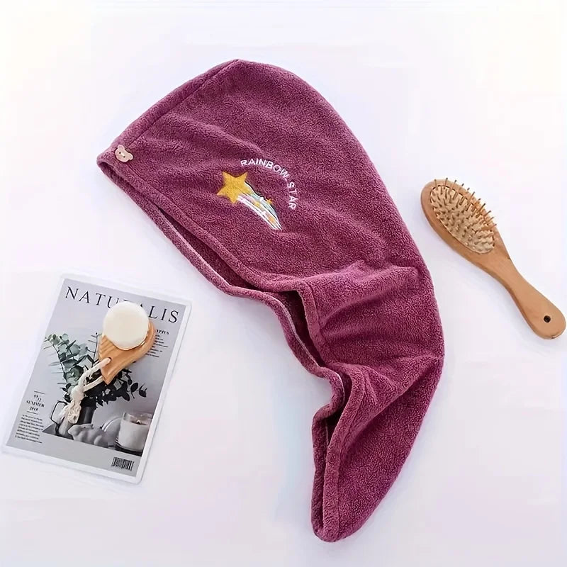 2pc Microfiber Hair Drying Towel & Shower Cap Set