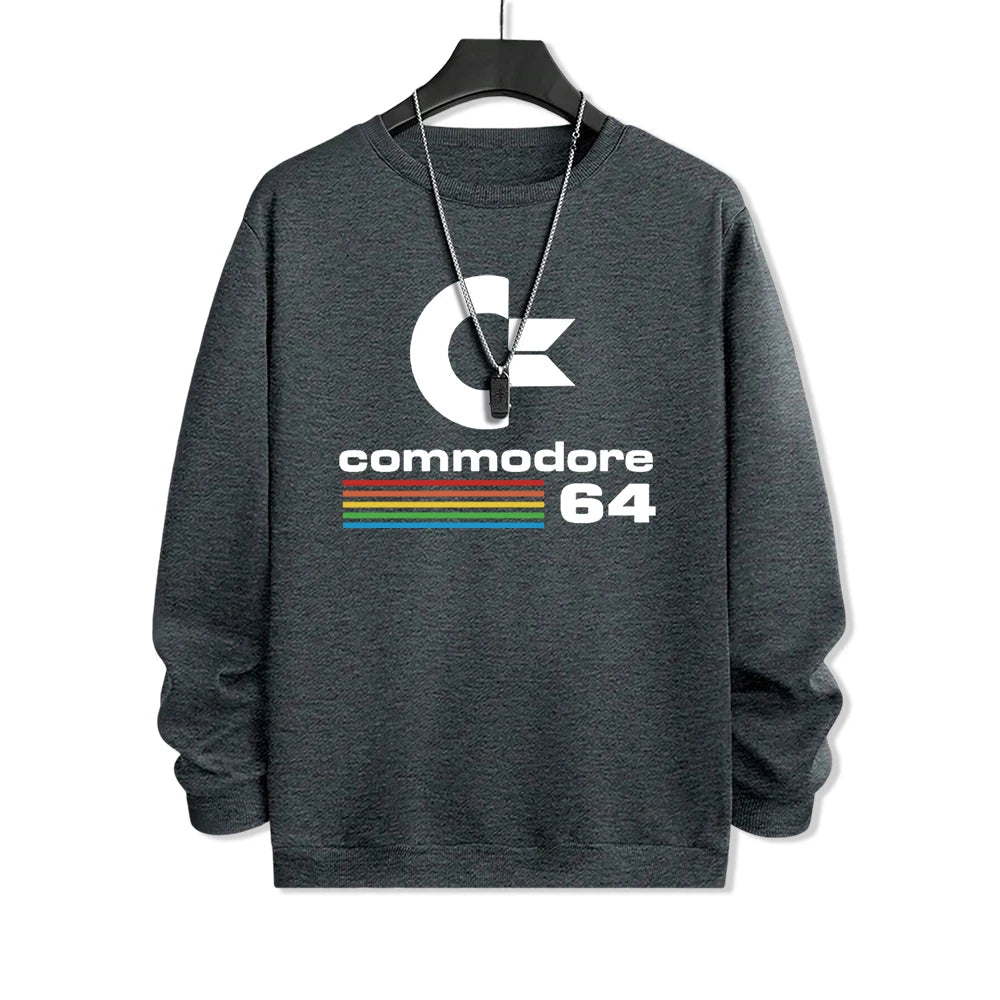 Commodore 64 Fun Logo Printed Hoodies Mens Oversized Pullover Hoody Loose Comfortable Clothes Fleece Casual Hoody Men Warm SS69 24.69 Dark Gray / M