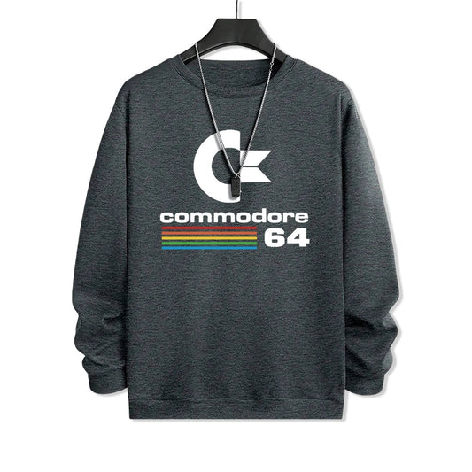 Commodore 64 Fun Logo Printed Hoodies Mens Oversized Pullover Hoody Loose Comfortable Clothes Fleece Casual Hoody Men Warm SS69 24.69 Dark Gray / M