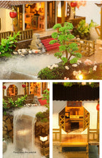 DIY Wooden Chinese Ancient Casa Miniature Building Kits Bookend With Lights Assembled Bookshelf Home Decoration Friends Gifts SS69