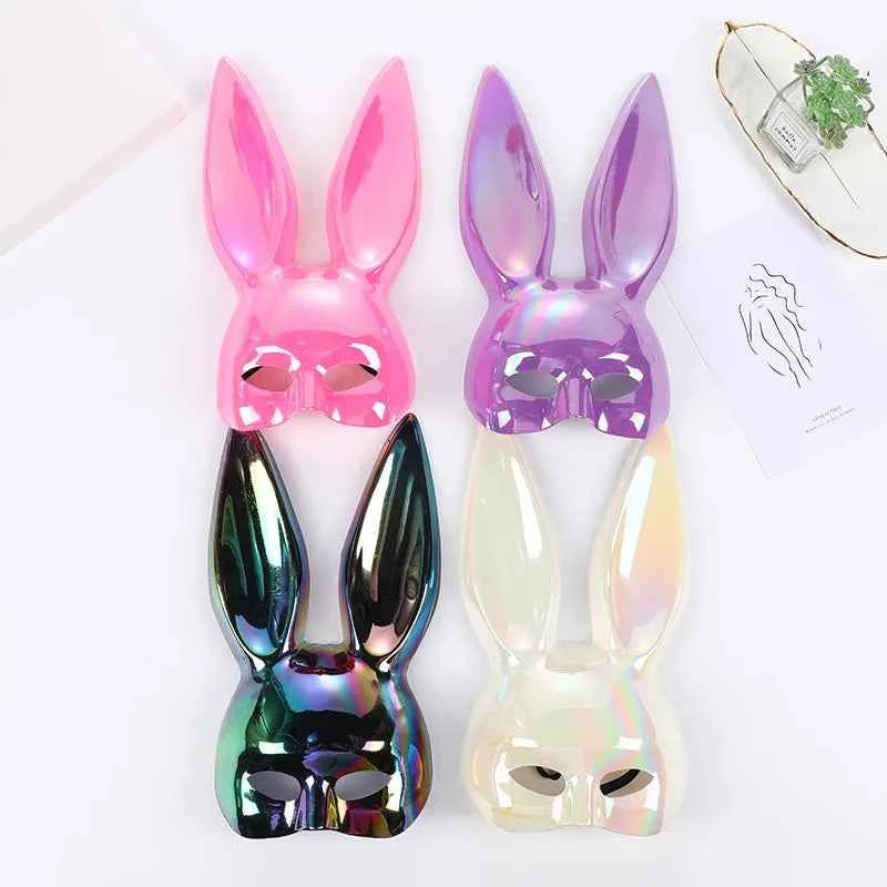 Black White Rabbit Mask Halloween Party Decoration Party Long Ears Rabbit Bunny Mask Costume Cosplay ﻿