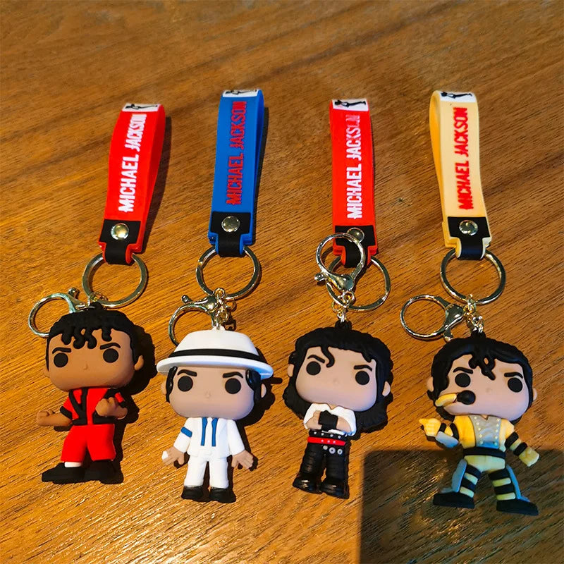 Michael Jackson Silicone Keychain with Gold-Tone Clasp