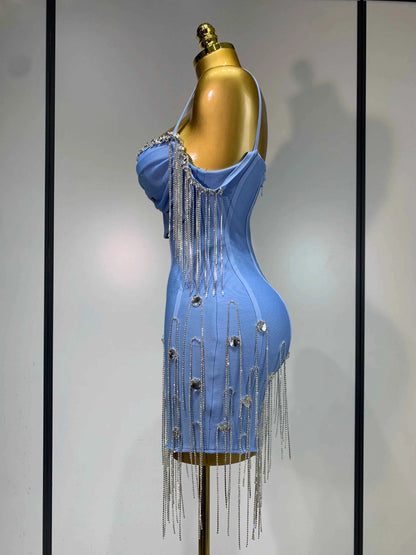 Women Sexy Backless Spaghetti Strap Bodycon Sleeveless Bandage Dress 2025 Elegant Prom Gown Club Evening Party Birthday Dresses