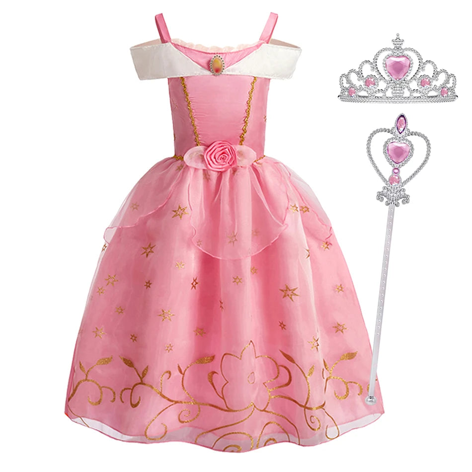 WEIZOO Girls Princess Aurora Dress - Sleeping Beauty Cosplay Costume
