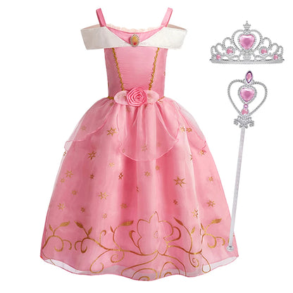 Children Princess Costume Cosplay Dress Girls Halloween Carnival Birthday Outfit Party Sleeping Beauty Ball Gown