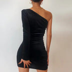 2025 New Plus Size 9XL 8XL 7XL One Shoulder Velvet Lace Up Party Bodycon Women Dresses Vestidos XXXXXL SS69