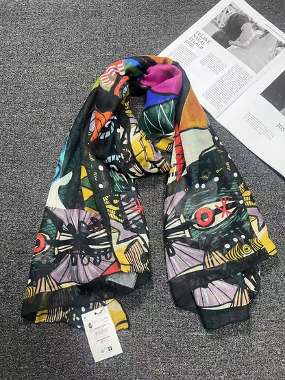 Foreign Trade Original Order Spanish Fashion New Product Knitted Embroidery Printed Outdoor Beach Sunshade Women's Scarf SS69