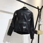 Chic Floral Sequined Embroidery Faux Leather Jacket Short Locomotive PU Coat Diamonds Beaded Turn Down Collar Zippers Streetwear SS69