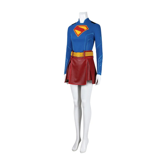 SS69 Supergirl Cosplay Costume Set with Jumpsuit, Cape, and Belt - Elastane