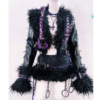 rivet Leather jacket Skull Leather jacket Gothic Leather jacket y2k Leather jacket Harajuku Leather jacket Unique Leather jacket