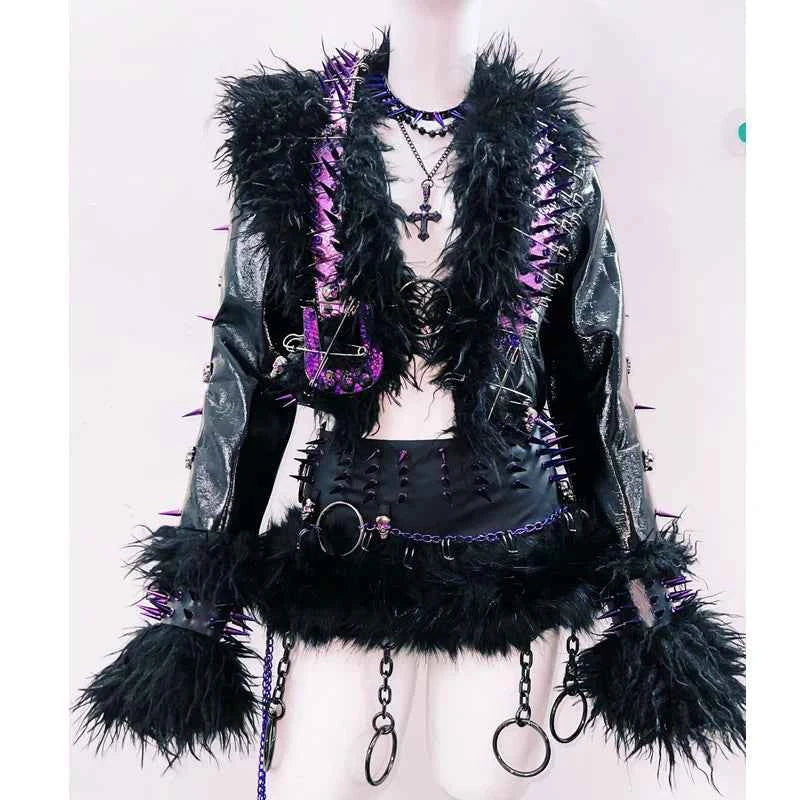 rivet Leather jacket Skull Leather jacket Gothic Leather jacket y2k Leather jacket Harajuku Leather jacket Unique Leather jacket