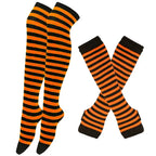 Gothic Striped Over Knee Socks & Arm Warmer Set