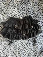 Summer Gothic Y2k Elastic Waist Cross Short Skirt Women High Street Chic Thin Hot Girl Skirts Female Aesthetic New Punk Outfits