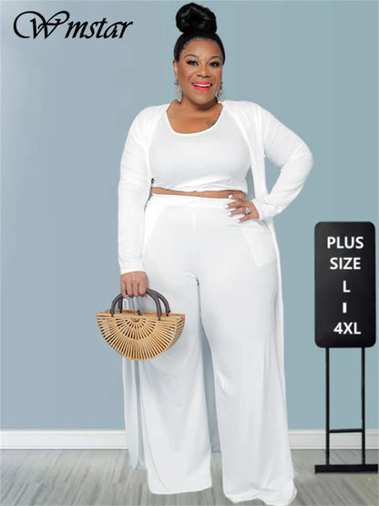 Plus Size 3 Piece Outfits Tracksuit Women Coat Vsest Pants Sets Long Sleeve Fall Fashion Steetwear 2022 Wholesale Dropshipping SS69