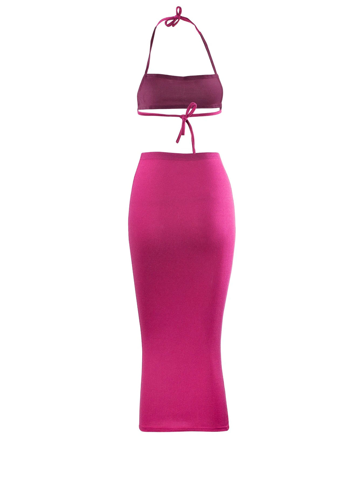 Women Long Skirt 2 Pcs Sets Sexy Strapless Tube Top Bodycon Maxi Skirts Y2k Two Piece Outfit Summer Clothing Beach Wear SS69