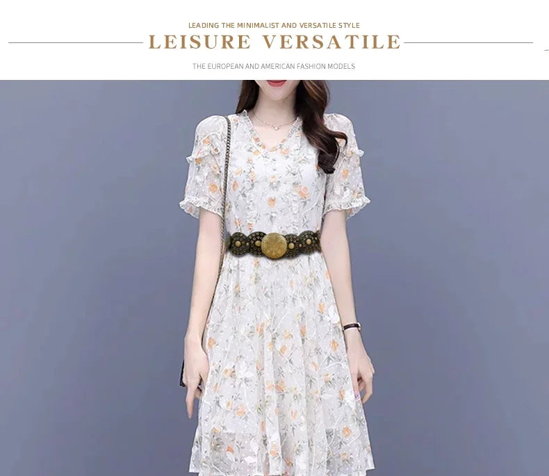 SS69 Women's Y2K Vintage Rivet Patchwork Wide Faux Leather Waist Belt