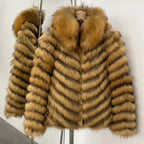 OFTBUY Women's Real Fox Fur Coat - Thick Warm Winter Jacket