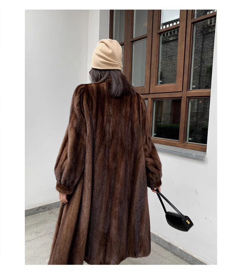 Lautaro Women's Long Faux Mink Fur Coat - Thick Warm Winter Overcoat