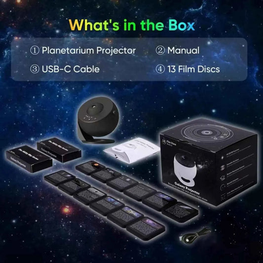 13 In 1 Galaxy Ultral Star Projector HD Image Area LED Night Light, 13 Film Discs,360° Rotate 1/2h Timer for Kids&Adults Bedroom