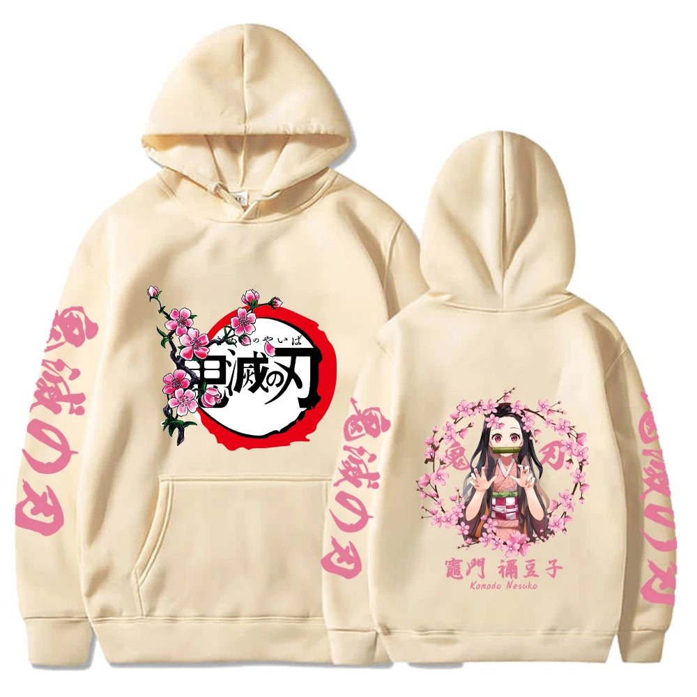 Harajuku Demon Slayer Plus Size Hoodie Kamado Nezuko Graphic Print Women Sweatshirts Long Sleeve Fashion Female Streetwear SS69 21.69 khaki2 / 4XL