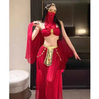 Belly Dance Costume Women's Sexy Arabian Princess Costume Fancy Indian Dance Embroider Bollywoods Jasmine Dress Egyptian Queen