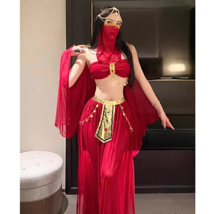 Belly Dance Costume Women's Sexy Arabian Princess Costume Fancy Indian Dance Embroider Bollywoods Jasmine Dress Egyptian Queen