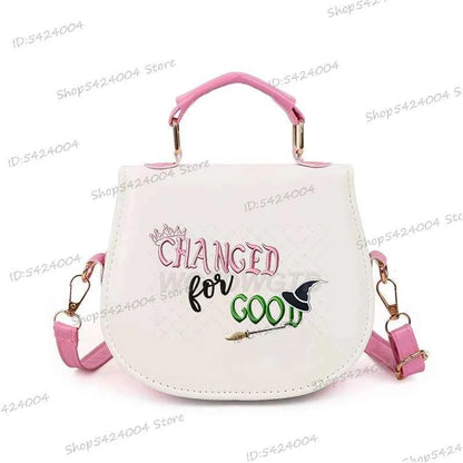 Classic Wicked Change for Good Women Crossbody Bag Fashionable Cartoon Witch's Wand Zipper Shoulder Bag Girl Funny Handbag Gift