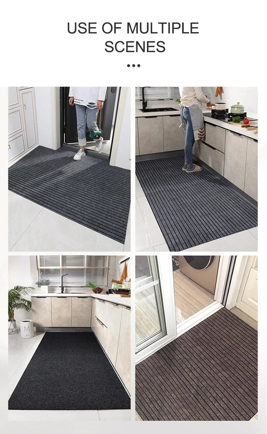 DIY Washable Non-slip Kitchen Mat Doormat Long Corridor Carpet  Bathroom Hallway Entrance Solid Color Stripe Kitchen Rug SS69