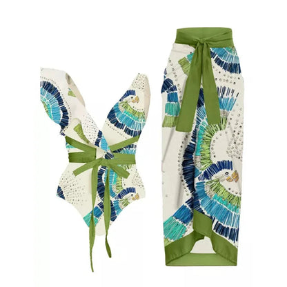 2023 New Arrival Push Up Women Bikini Set Floral Printed Ruffle Bikinis Strappy Bandage Swimwear Brazilian Biquini Bathing Suit SS69