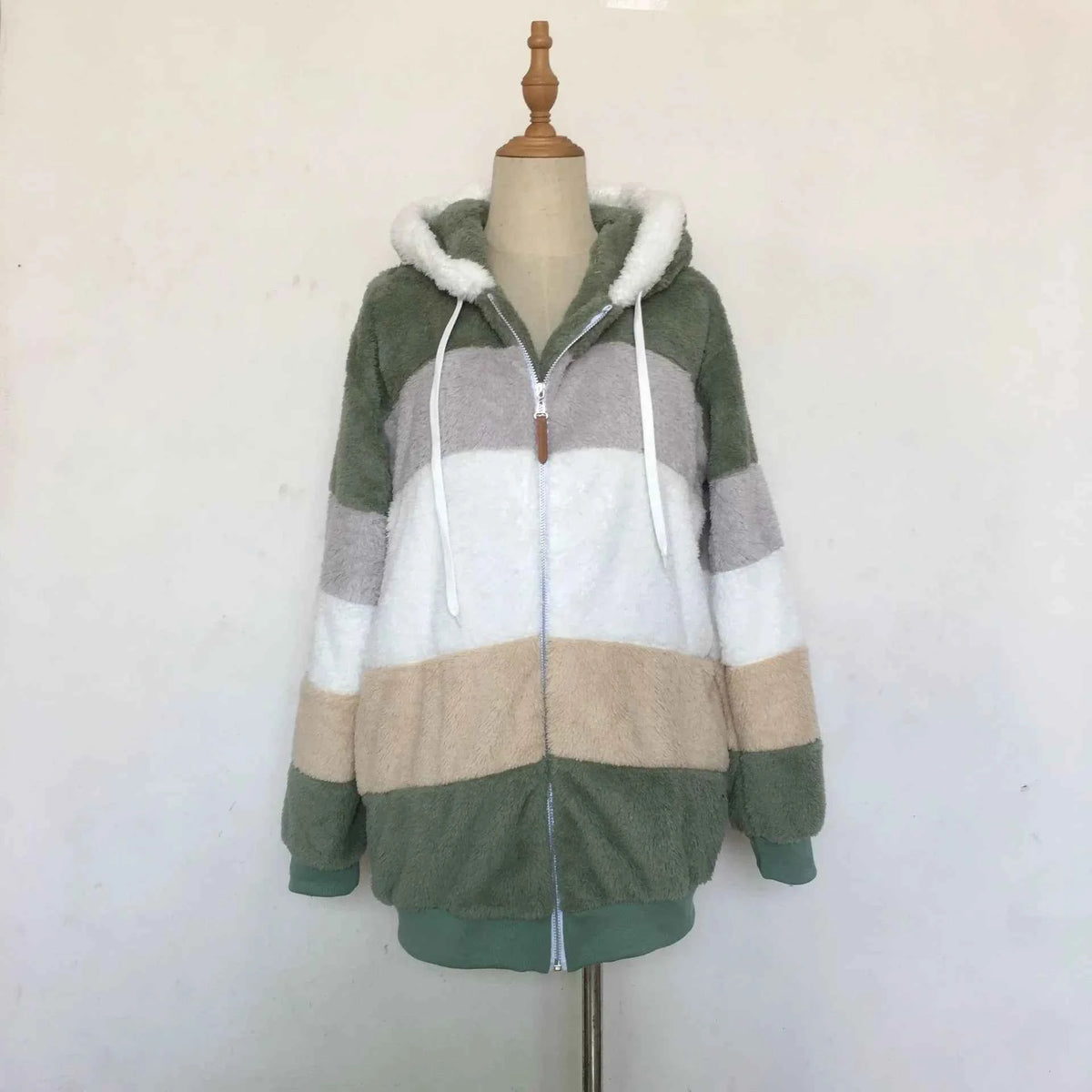 Warm Fleece Oversized Hooded Jacket Women's Autumn Winter Thickened Zipper Pocket Patchwork Clothing Comfortable Sweatshirt