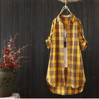 Plaid shirt female in the spring and autumn period and the new long loose long-sleeved jacket coat dress shirts