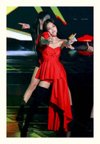 Jennie Stage Red Dress Cosplay Costume for Women