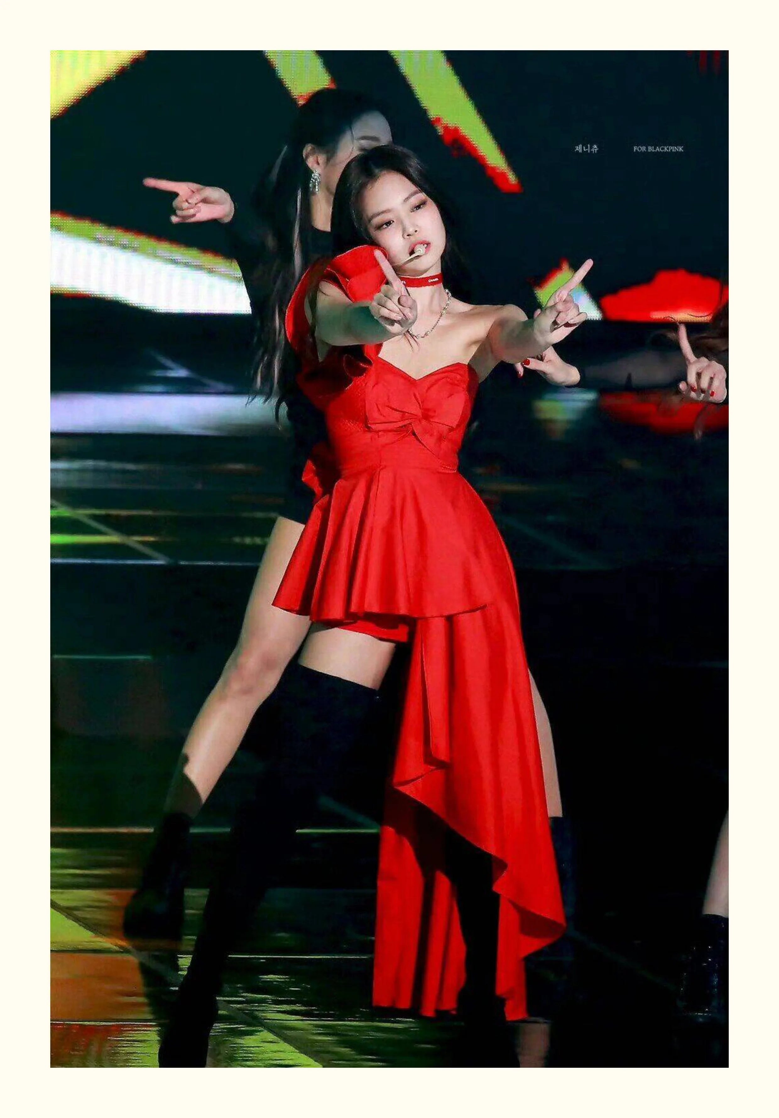 Jennie Stage Red Dress Cosplay Costume for Women