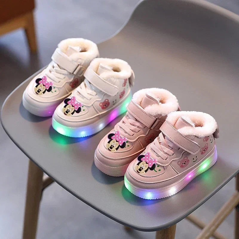 casual shoes Disney spring fall LED Toddler shoes children cartoon casual shoe Minnie soft-soled girls light up sneakers baby