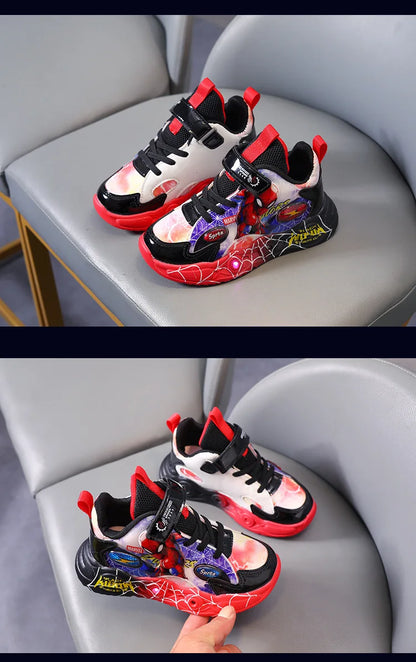Disney Spider-man Children's Shoes Boys Sneakers Spring Autumn Cartoon Fashion Kids Lighted Sports Shoes Child Boy LED Sneaker