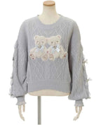 Mine Style Autumn and Winter Classic Cartoon Bear Sweater Lady Girls Sweet Round Neck Loose Sweater Japanese Liz Knit Tops