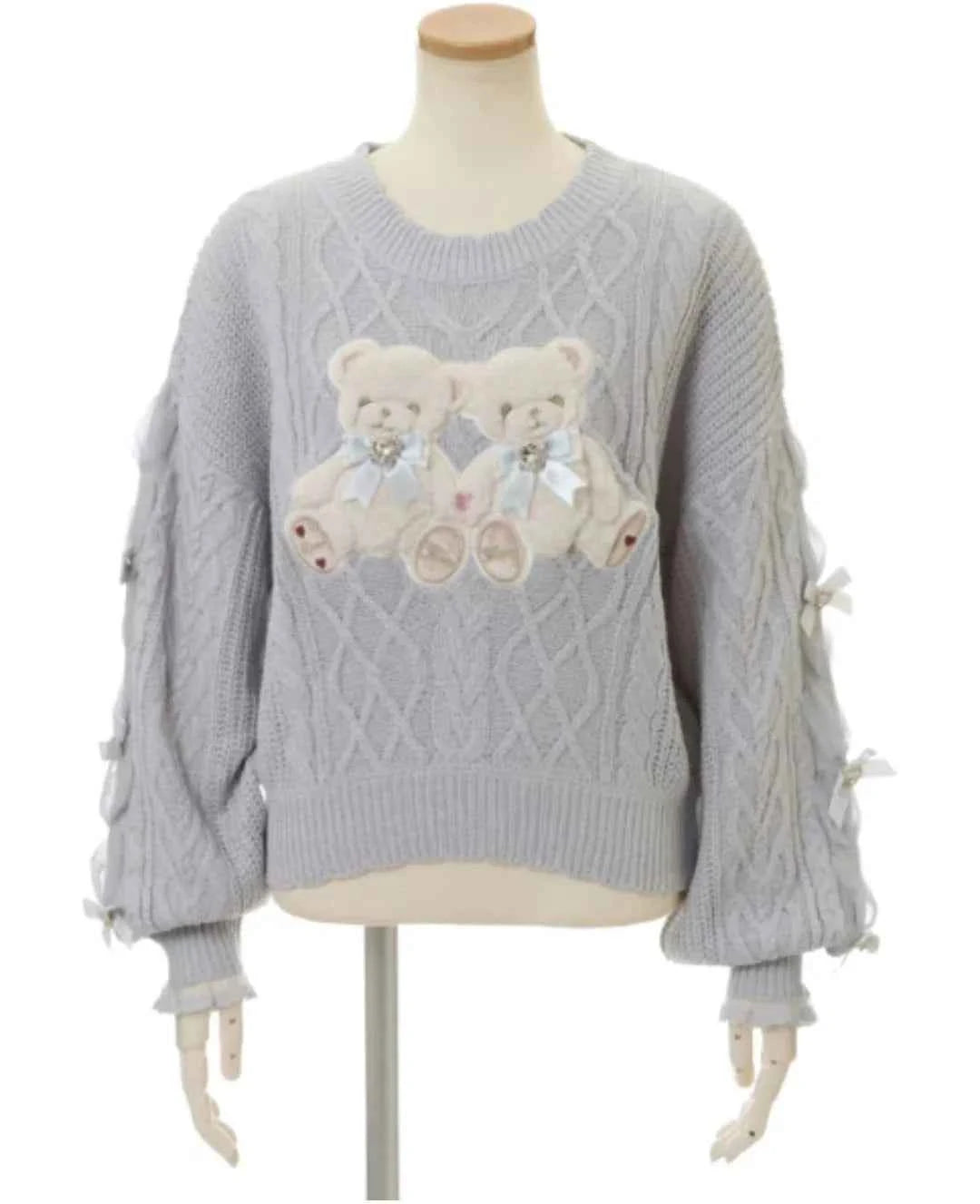 Mine Style Autumn and Winter Classic Cartoon Bear Sweater Lady Girls Sweet Round Neck Loose Sweater Japanese Liz Knit Tops