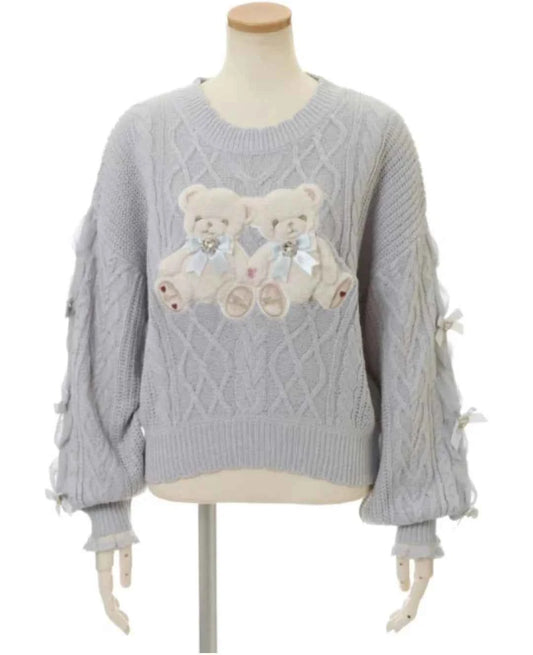 Mine Style Autumn and Winter Classic Cartoon Bear Sweater Lady Girls Sweet Round Neck Loose Sweater Japanese Liz Knit Tops