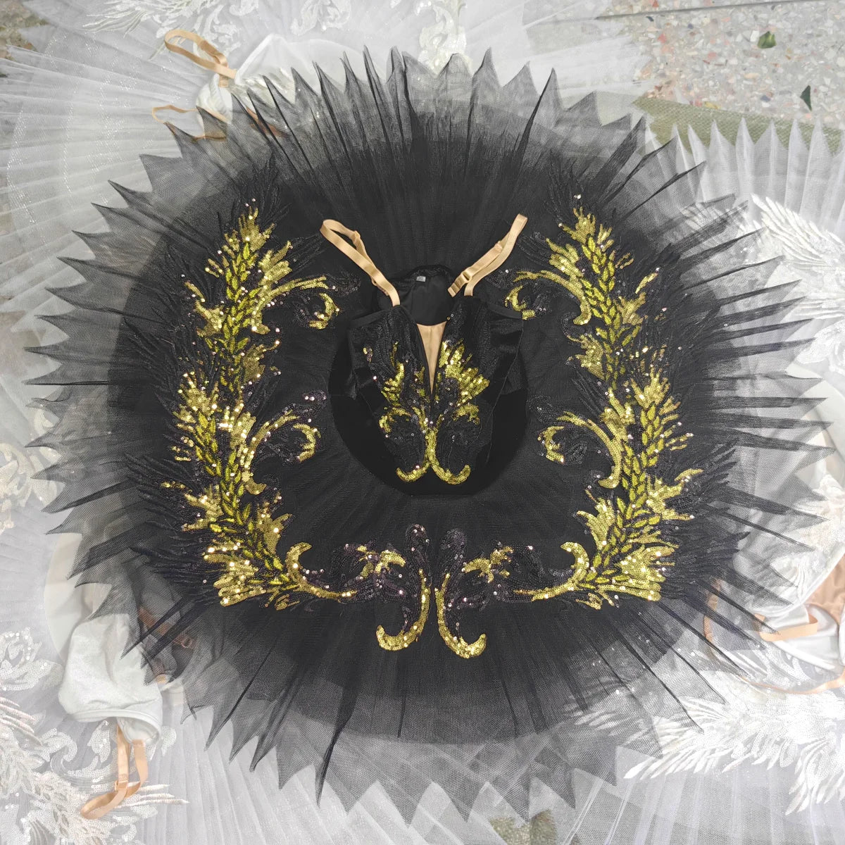 Yackalasi White Swan Lake Pancake Ballet Tutu with Sequins